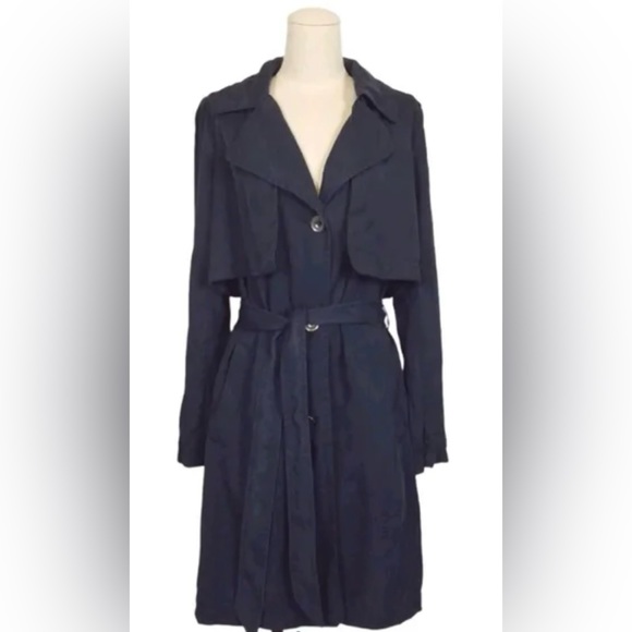 NWT 7 For All Mankind Navy Blue Trench Coat Jacket Size M - Picture 4 of 11